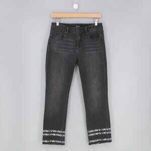 DRIFTWOOD Colette Straight Crop Jean Snake Print Dark Wash Raw Hem Size 28